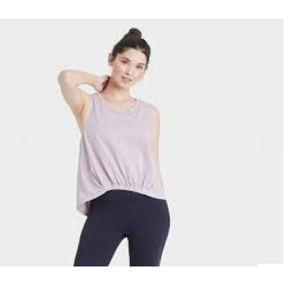 JoyLab Lilac High-Low Tank Top with Front Cinched Hem Size Large